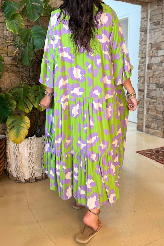 Riven Tiered Maxi Dress Lime